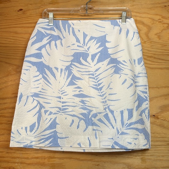 Talbots Elegant Cream and Blue Mini Skirt size 6 - Picture 3 of 9